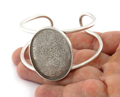 Oval Bracelet Blank Resin Blank, Cabochon Mounting, Bracelet Making, Bracelet that fits perfectly on the Wrist Adjustable 40x30mm Blank 5555