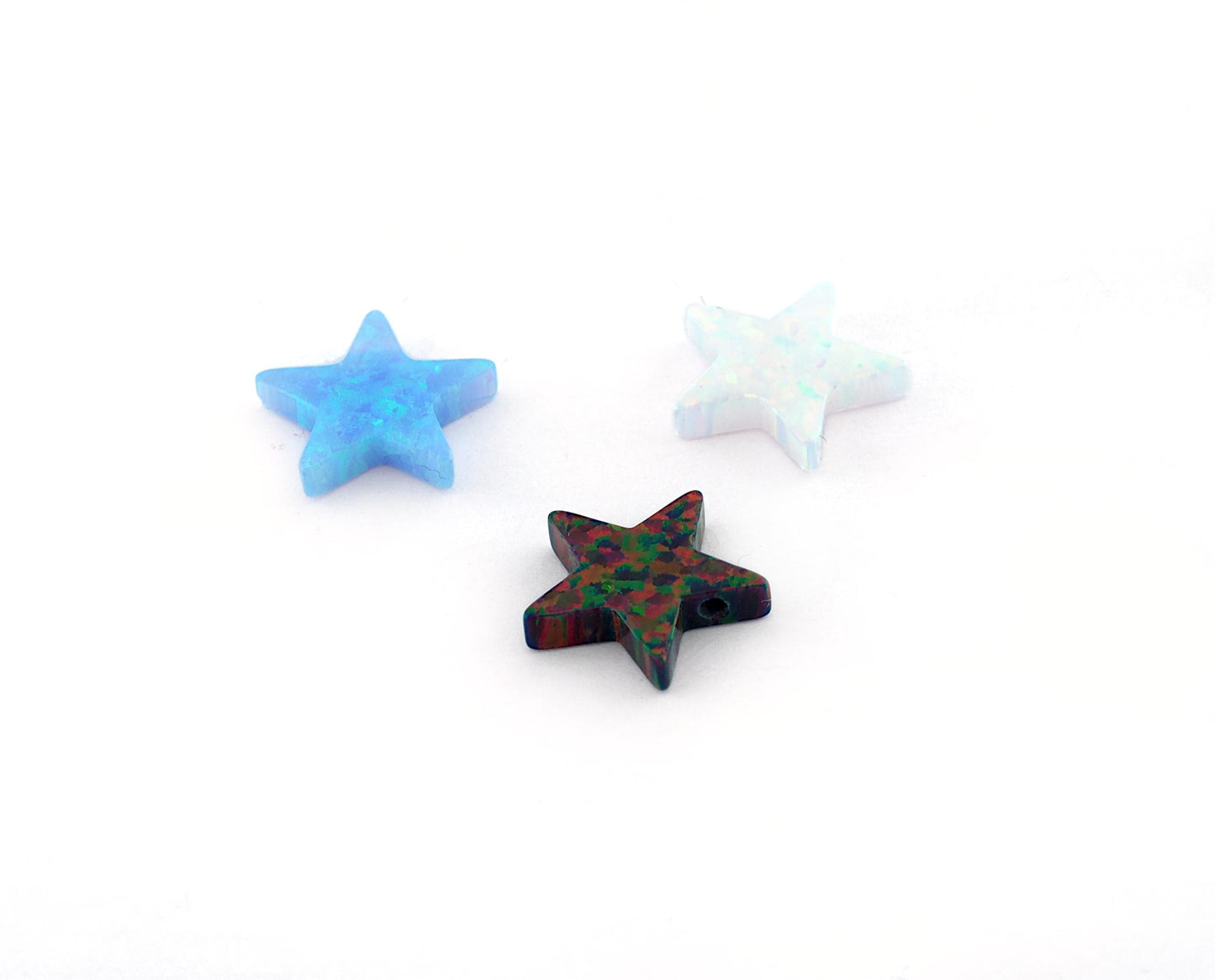 Opal Star Black White Blue 12mm 2.5mm thickness 20 gauge hole Lab Created Opal Synthetic 1493 OPSY