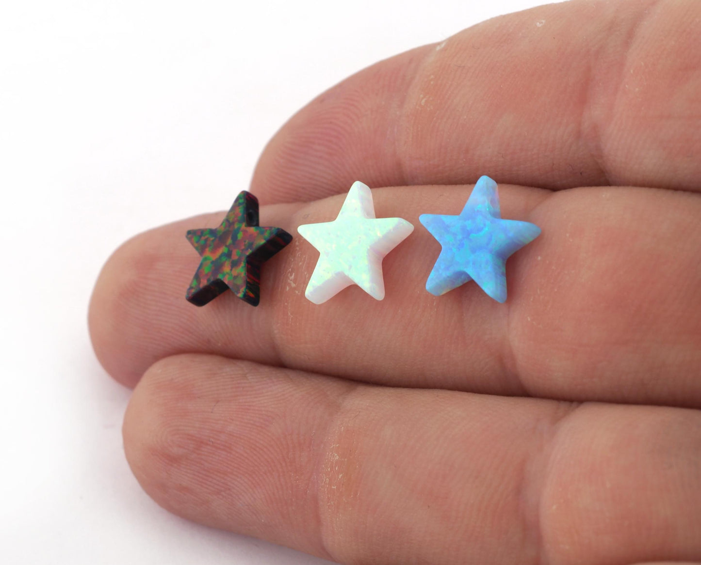 Opal Star Black White Blue 12mm 2.5mm thickness 20 gauge hole Lab Created Opal Synthetic 1493 OPSY