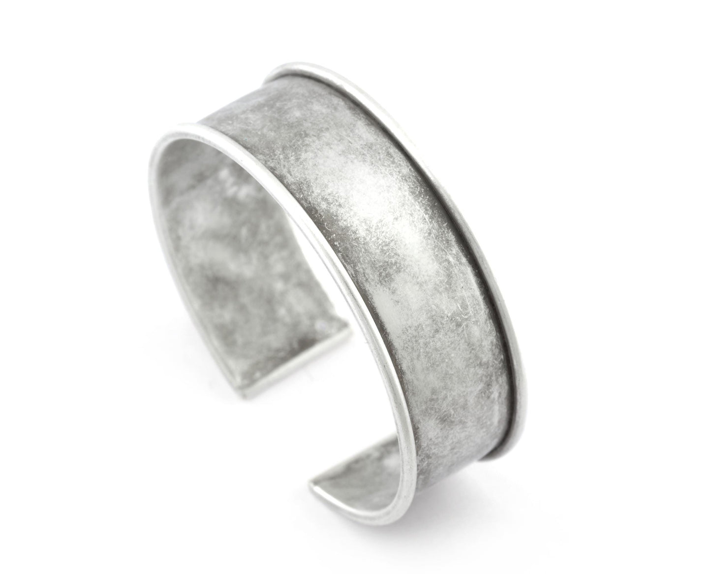 Bangle Bracelet Blank, Antique Silver Plated Brass, Cuff Adjustable 20mm supplies findings Raf2-2 - BRC