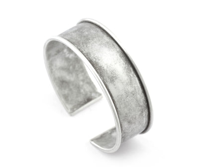 Bangle Bracelet Blank, Antique Silver Plated Brass, Cuff Adjustable 20mm supplies findings Raf2-2 - BRC