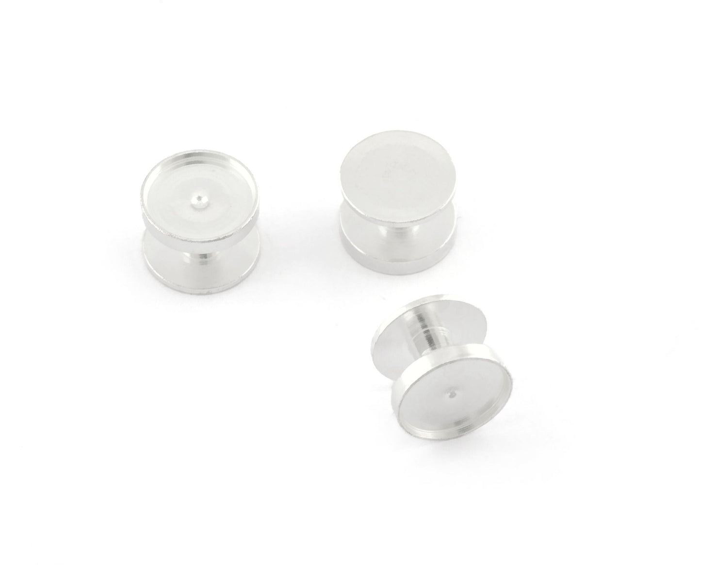 Cufflink brass studs, shirt collar tuxedo stud Shiny Silver plated Brass 12x8mm , 1697-250