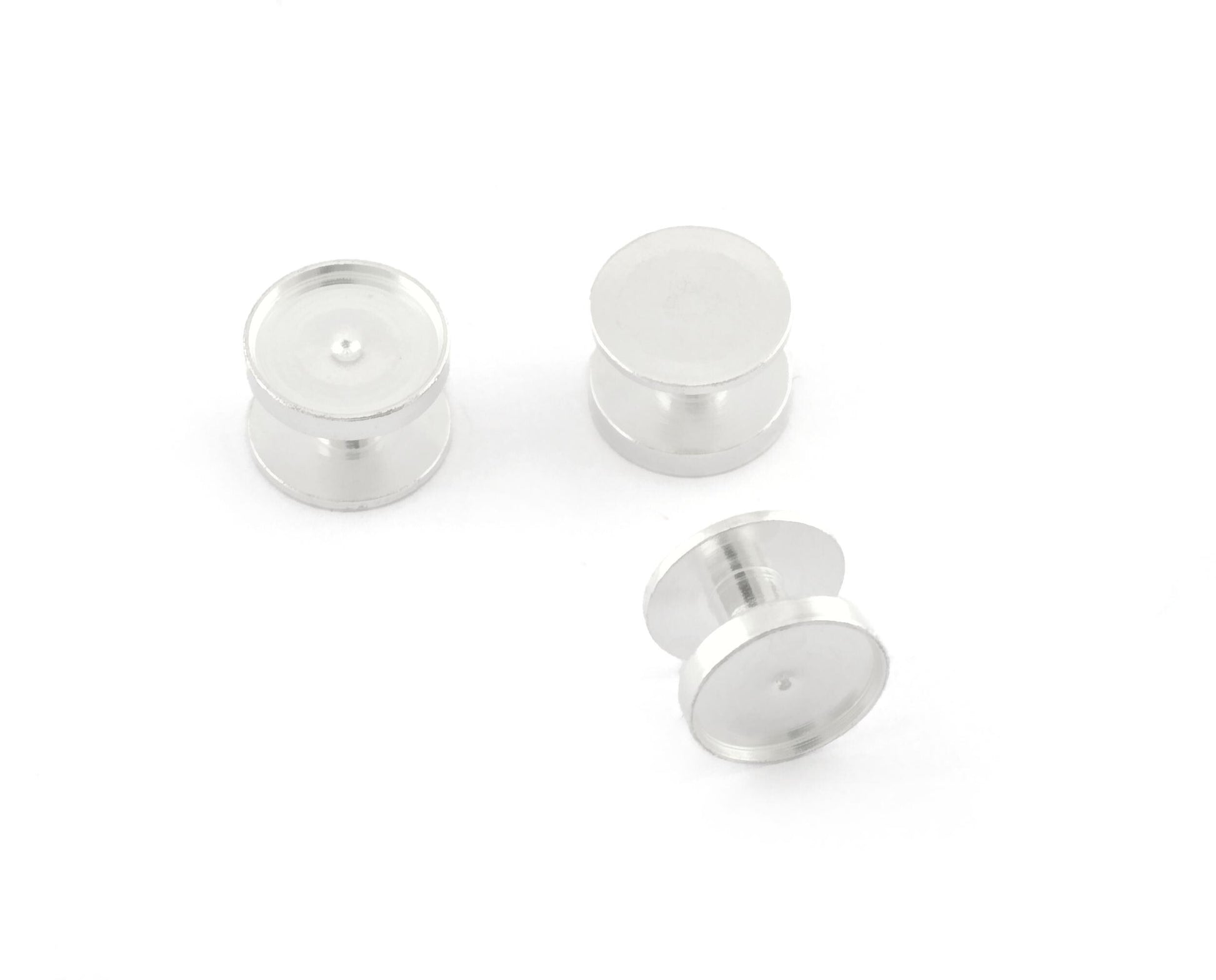 Cufflink brass studs, shirt collar tuxedo stud Shiny Silver plated Brass 12x8mm , 1697-250