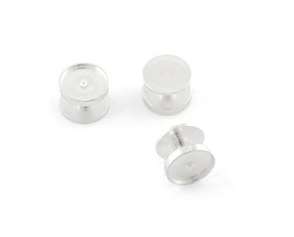 Cufflink brass studs, shirt collar tuxedo stud Shiny Silver plated Brass 12x8mm , 1697-250