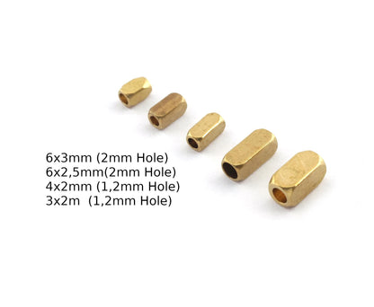 Small Rectangle Beads, Tube Middle Hole Beads, Jewelry Beads Raw Brass, Spacer Holder jewelry finding BAB2 BAB1 5561