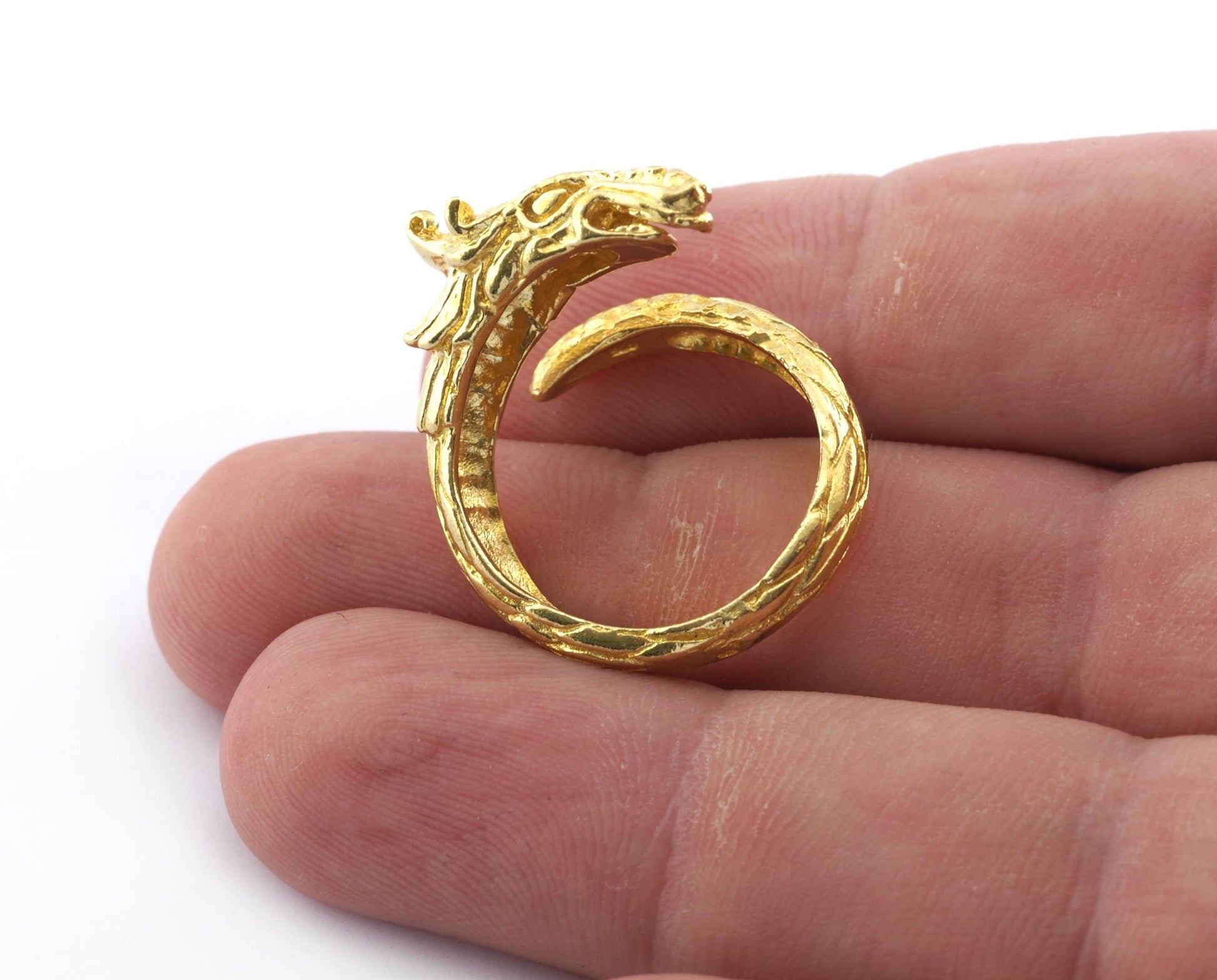 Dragon Adjustable Ring Raw Brass, Antique Silver, Antique Bronze (19mm 9US inner size) OZ2742 ring22