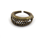 Jaw Teeth Adjustable Ring Antique Bronze Plated Brass (17.5mm 7US inner size) OZ3849