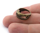 Jaw Teeth Adjustable Ring Antique Bronze Plated Brass (17.5mm 7US inner size) OZ3849