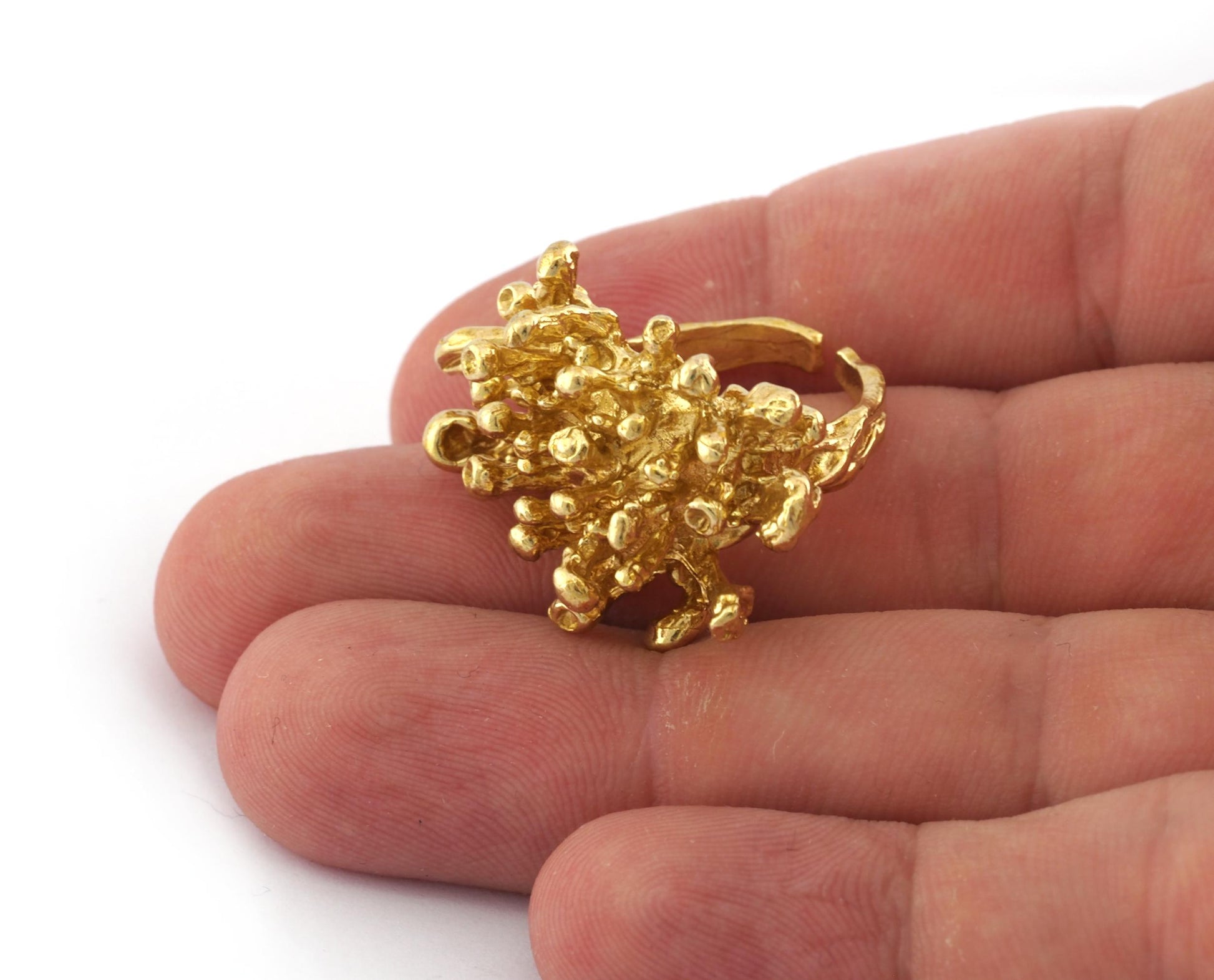 Coral Ring, Adjustable Raw brass, Antique Silver, Shiny Silver, Plated Brass (7US - 8US Adjustable) OZ5567