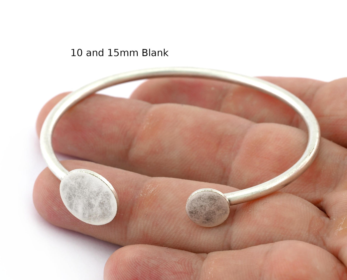 Cuff Disc Blanks, Round Blanks, Good Quality Bracelet Bases, Antique Silver Plated Brass (60mm inner size - Adjustable ) OZ5553