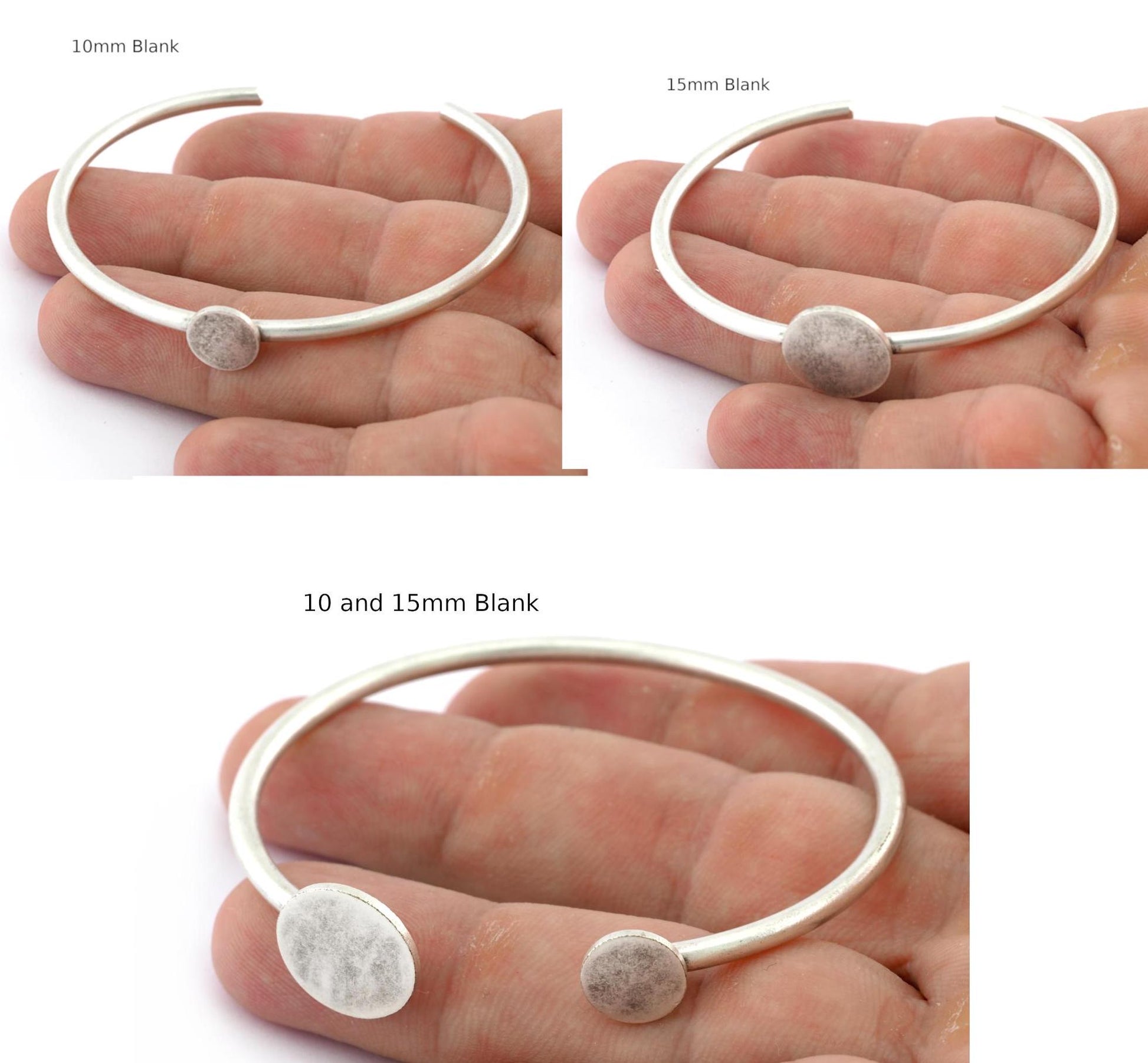 Cuff Disc Blanks, Round Blanks, Good Quality Bracelet Bases, Antique Silver Plated Brass (60mm inner size - Adjustable ) OZ5553