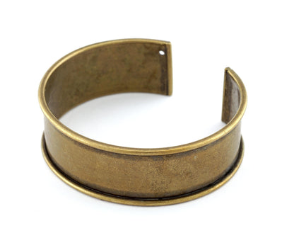 Bangle Bracelet Blank, Antique Bronze Plated Brass, Cuff Adjustable 20mm supplies findings Raf2 - BRC