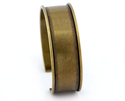 Bangle Bracelet Blank, Antique Bronze Plated Brass, Cuff Adjustable 20mm supplies findings Raf2 - BRC