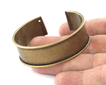 Bangle Bracelet Blank, Antique Bronze Plated Brass, Cuff Adjustable 20mm supplies findings Raf2 - BRC