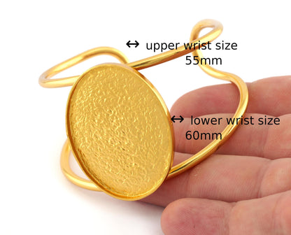 Oval Bracelet Blank Resin Blank, Cabochon Mounting, Bracelet Making, Bracelet that fits perfectly on the Wrist Adjustable 40x30mm Blank 5555