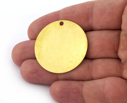 Raw Brass 38mm Circle tag Findings Stampings 1202