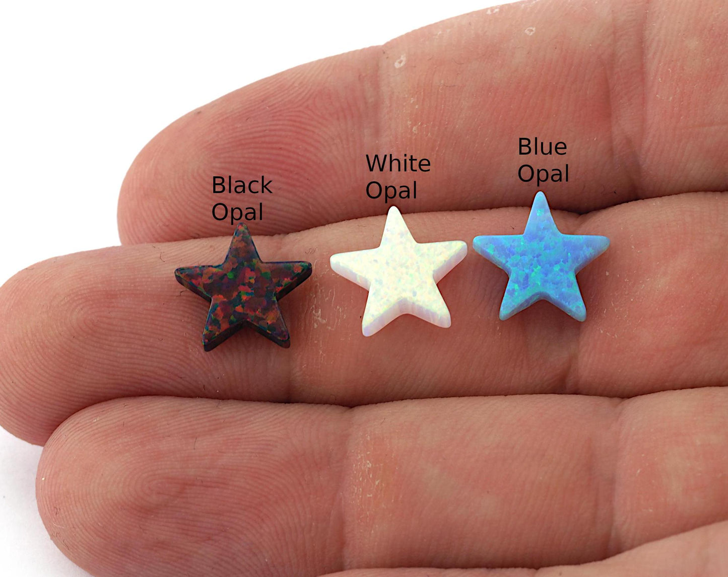 Opal Star Black White Blue 12mm 2.5mm thickness 20 gauge hole Lab Created Opal Synthetic 1493 OPSY