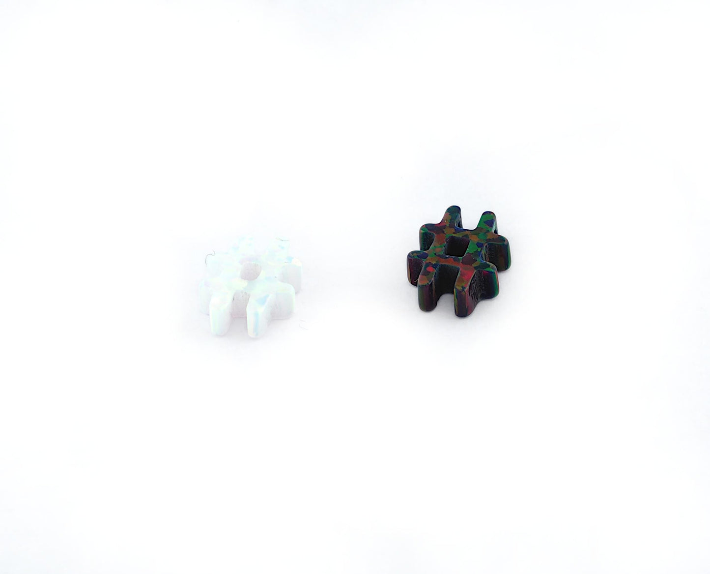 Opal Hashtag Black - White 10 mm 2.5 mm thickness 20 gauge hole Lab Created Opal Synthetic 1494 OPSY