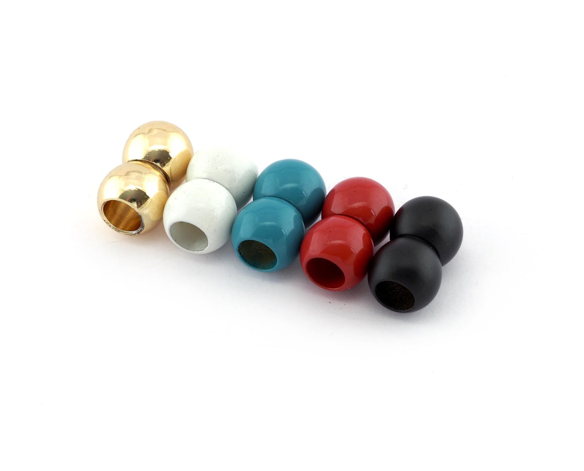 Magnetic clasp leather cord end Hole Gold Plated, Cyan, Red, Black, White painted, brass 16x10mm (5mm Hole) MCL5 1309