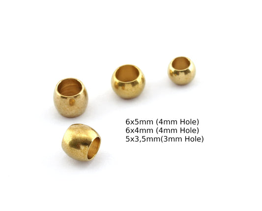 Small Barrel Beads, Tube Middle Hole Beads, Jewelry Beads Raw Brass, Spacer Holder jewelry finding BAB4 BAB3 5562