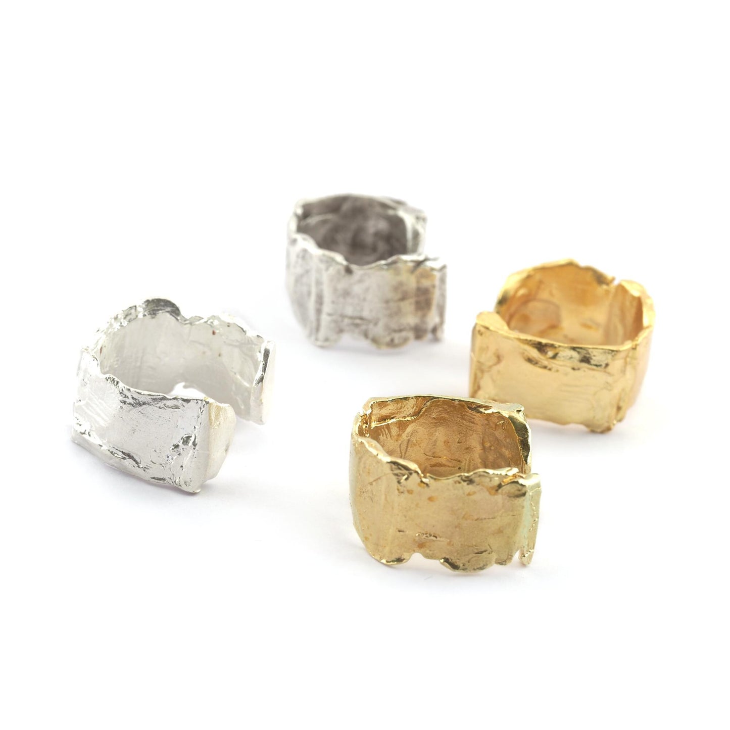 Organic Band Ring, Adjustable Ring, Raw brass Antique Silver, Shiny Silver, Shiny Gold (8-10US inner size - Adjustable ) OZ5554