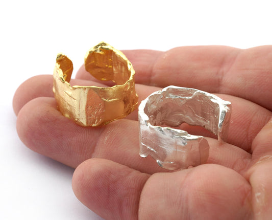 Organic Band Ring, Adjustable Ring, Raw brass Antique Silver, Shiny Silver, Shiny Gold (8-10US inner size - Adjustable ) OZ5554