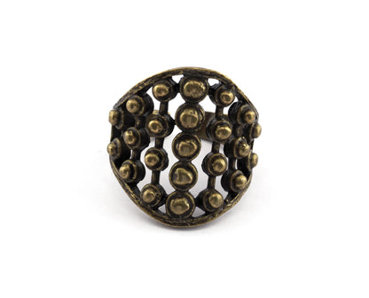 Dotted Ring Adjustable Antique Bronze Plated Brass 23mm (19mm 9US inner size) OZ3343