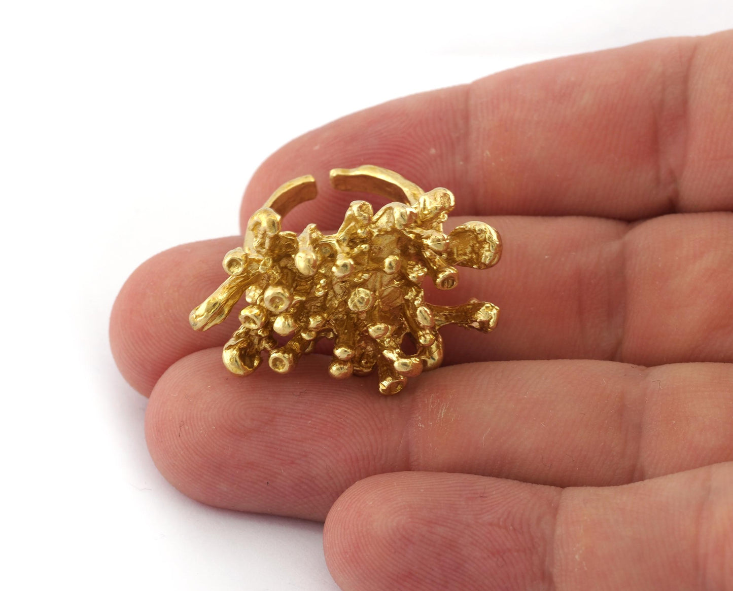 Coral Ring, Adjustable Raw brass, Antique Silver, Shiny Silver, Plated Brass (7US - 8US Adjustable) OZ5567