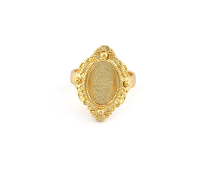Oval Ring Blank Bezel, Adjustable Ring Base Bezel setting Raw Brass Antique silver Shiny Gold ( 10x14mm setting ) (7- 9US ) OZ5565