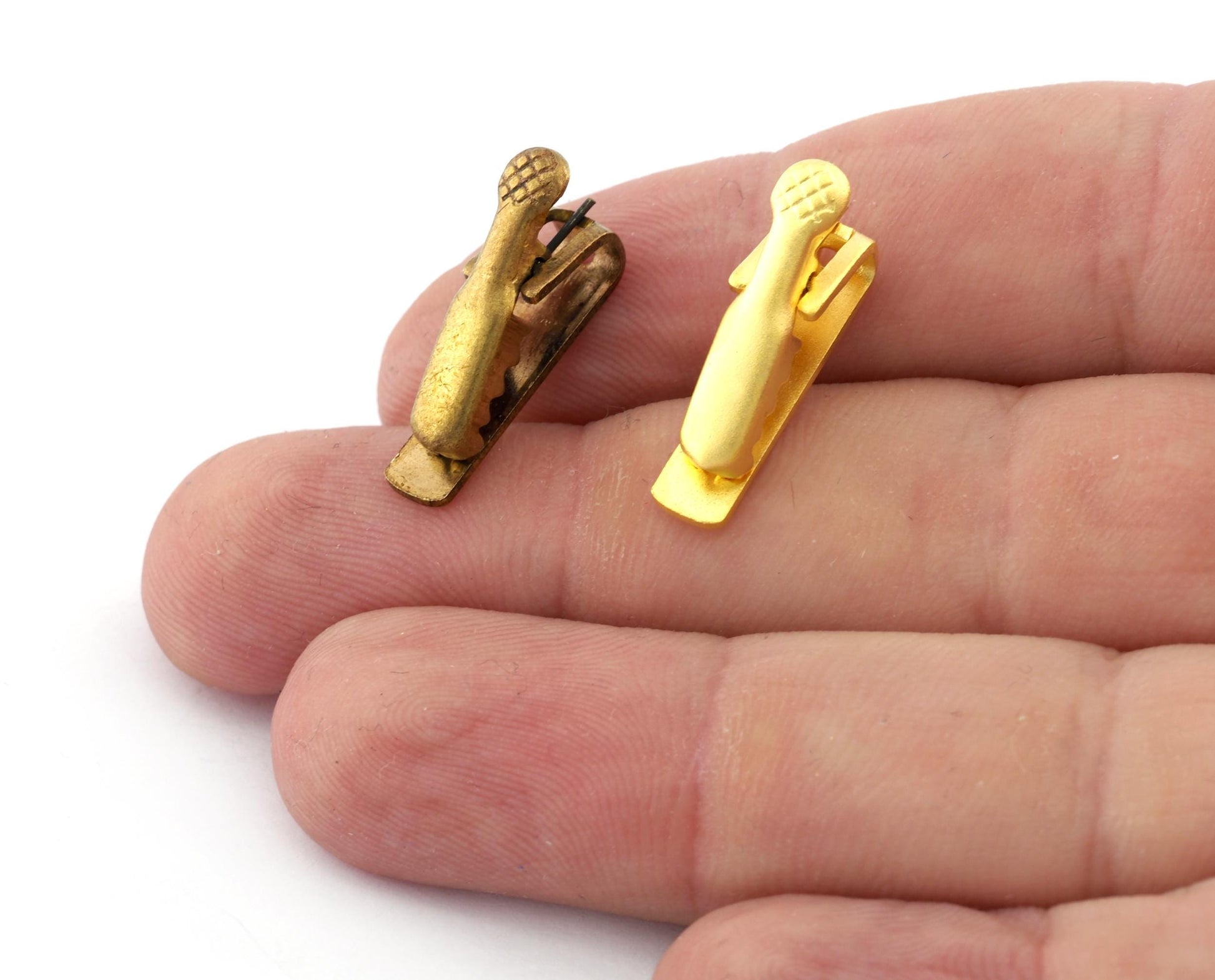 Alligator clip clasp Raw Brass or Gold Plated with hole 21mm 609