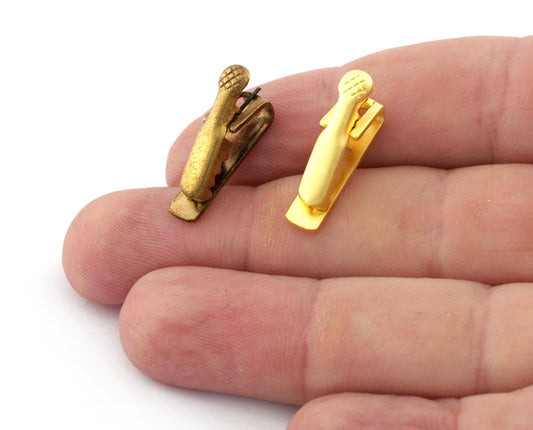 Alligator clip clasp Raw Brass or Gold Plated with hole 21mm 609