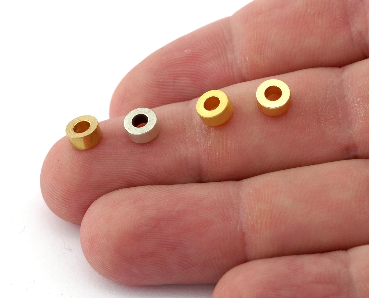 Donut Beads Cylinder Round Beads Raw Brass, Antique silver, Matte Gold, Shiny Gold 3x6mm (hole 3mm) 1650 bab3