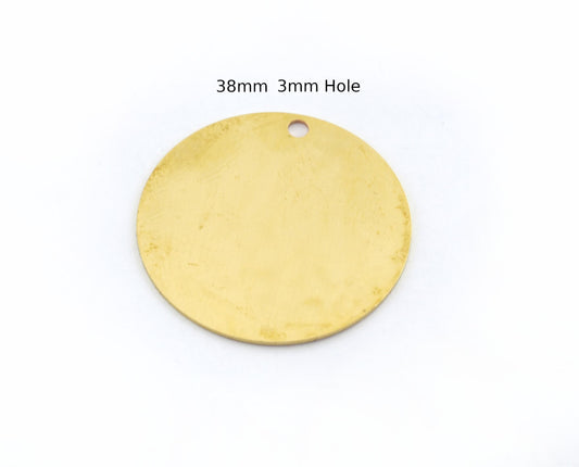 Raw Brass 38mm Circle tag Findings Stampings 1202