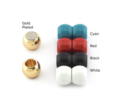 Magnetic clasp leather cord end Hole Gold Plated, Cyan, Red, Black, White painted, brass 16x10mm (5mm Hole) MCL5 1309