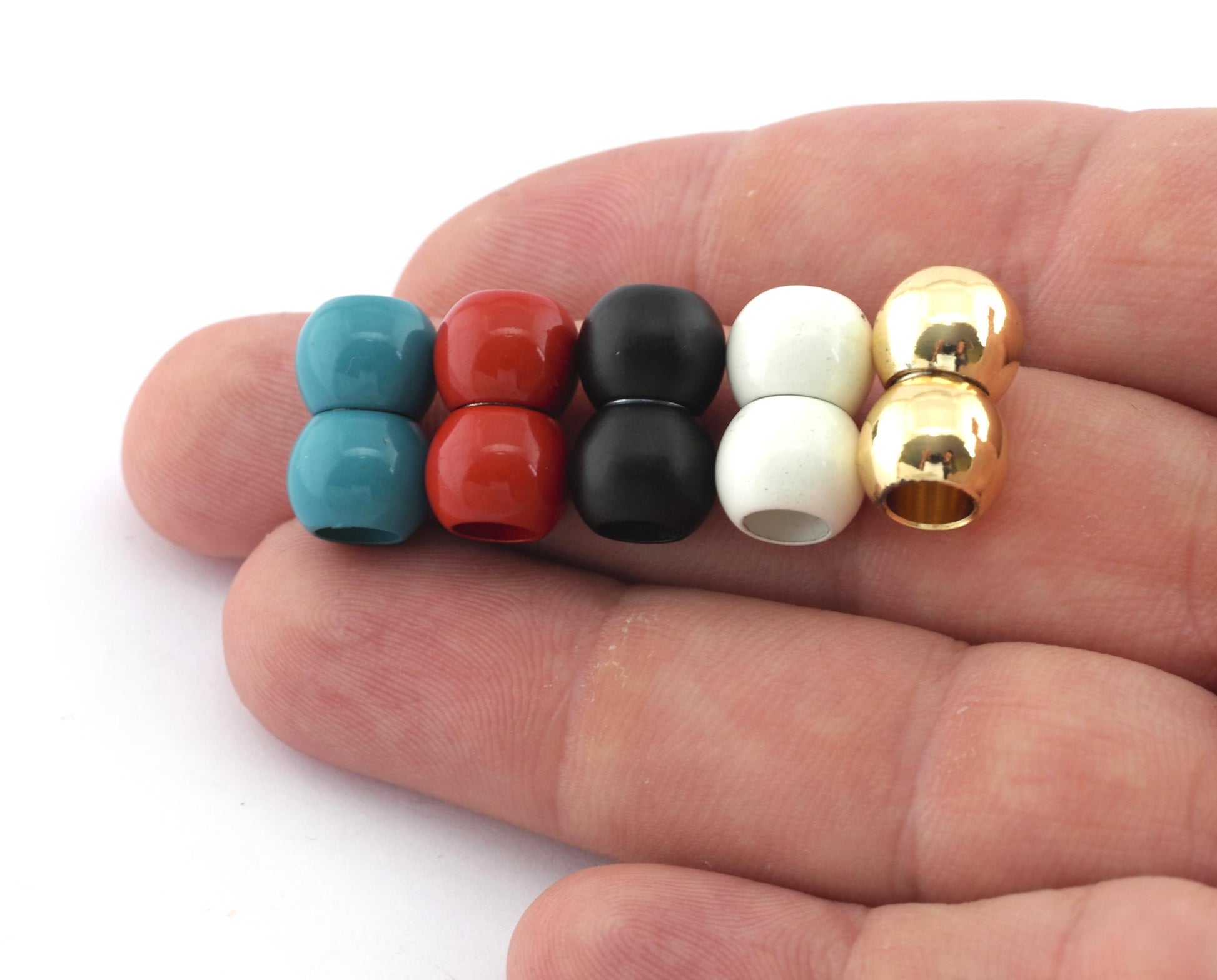 Magnetic clasp leather cord end Hole Gold Plated, Cyan, Red, Black, White painted, brass 16x10mm (5mm Hole) MCL5 1309