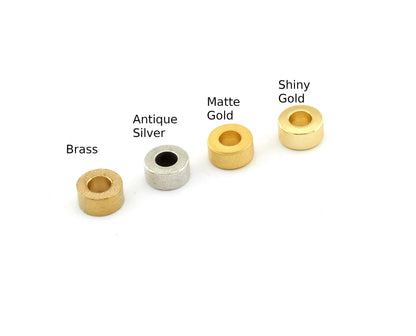 Donut Beads Cylinder Round Beads Raw Brass, Antique silver, Matte Gold, Shiny Gold 3x6mm (hole 3mm) 1650 bab3