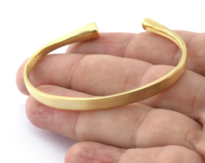 Flat Plain Bracelet , Bracelet Base Blank Raw Brass Antique Silver Shiny Silver Shiny Gold Plated Solid Brass (60mm size - Adjustable ) 5571