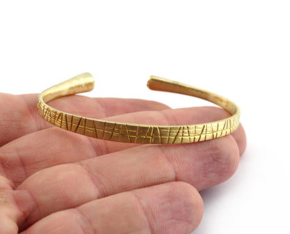 Textured Bracelet , Bracelet Base Raw Brass, Antique Silver, Shiny Silver, Shiny Gold Plated Solid Brass (60mm size - Adjustable ) 5574