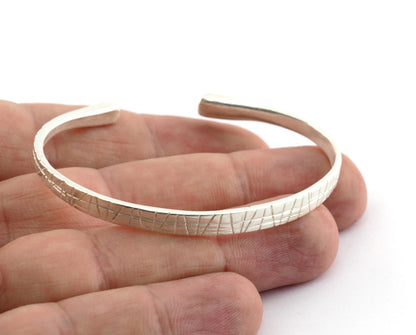 Textured Bracelet , Bracelet Base Raw Brass, Antique Silver, Shiny Silver, Shiny Gold Plated Solid Brass (60mm size - Adjustable ) 5574