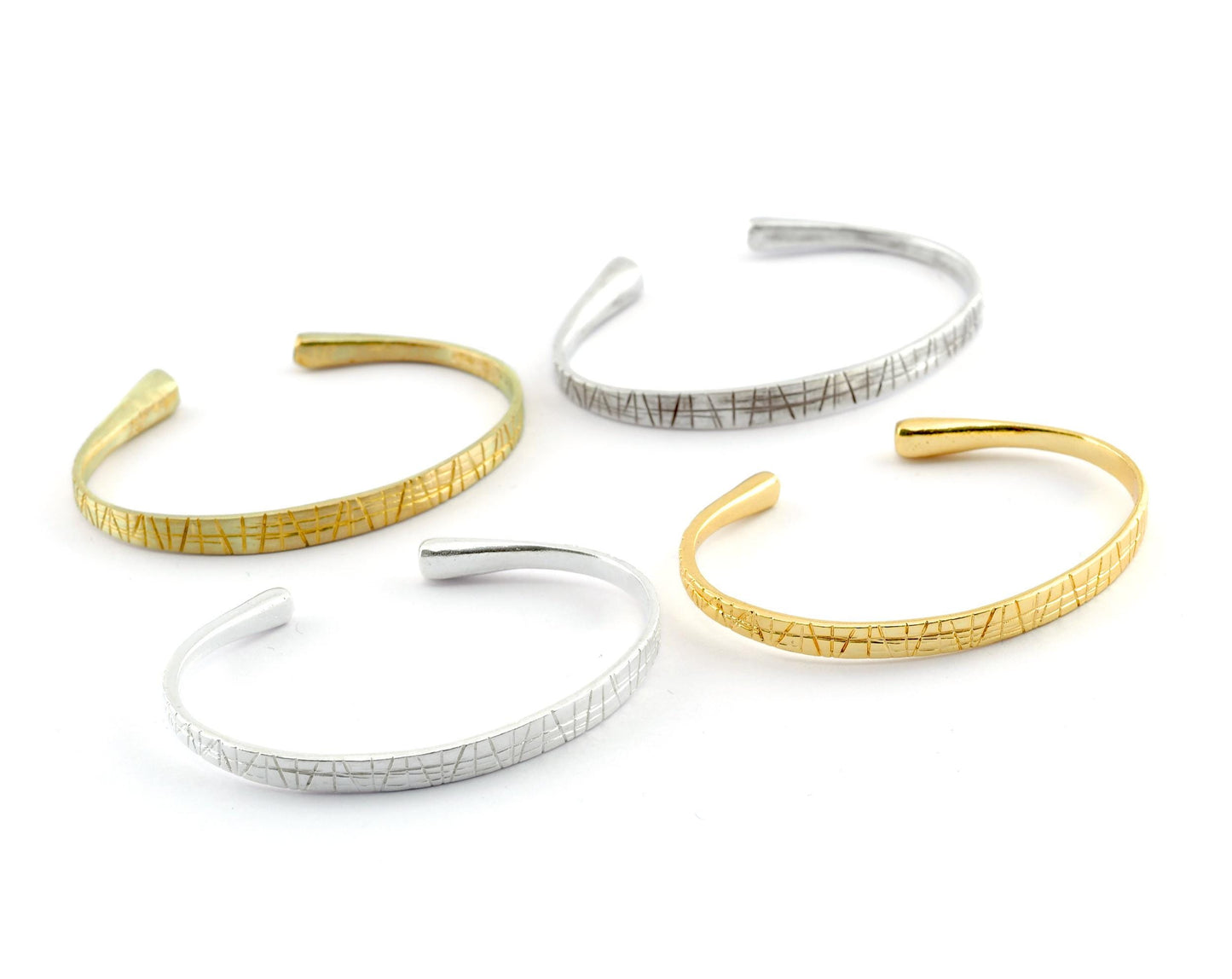 Textured Bracelet , Bracelet Base Raw Brass, Antique Silver, Shiny Silver, Shiny Gold Plated Solid Brass (60mm size - Adjustable ) 5574