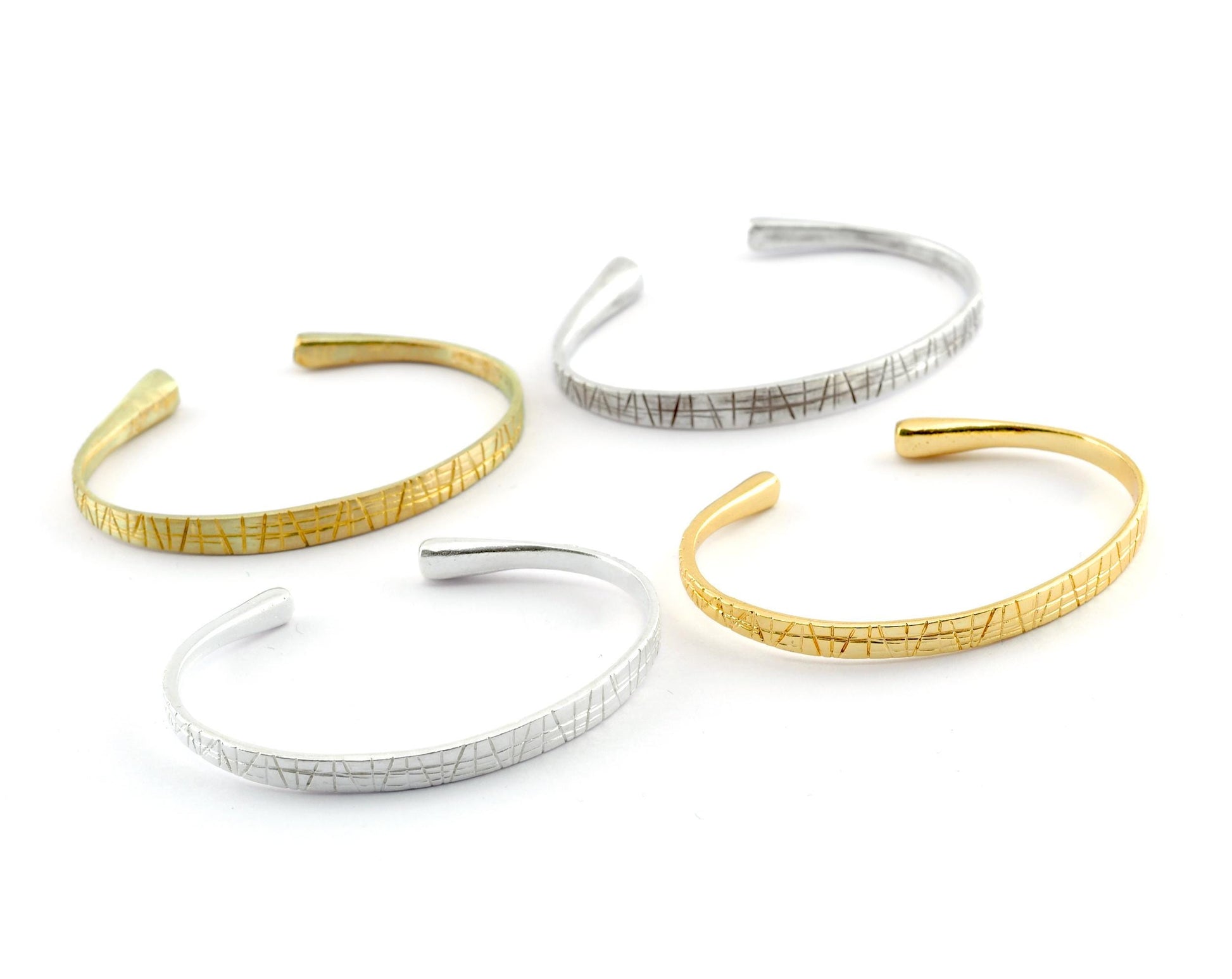 Textured Bracelet , Bracelet Base Raw Brass, Antique Silver, Shiny Silver, Shiny Gold Plated Solid Brass (60mm size - Adjustable ) 5574