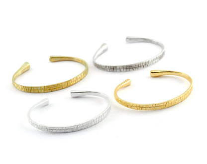Textured Bracelet , Bracelet Base Raw Brass, Antique Silver, Shiny Silver, Shiny Gold Plated Solid Brass (60mm size - Adjustable ) 5574