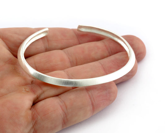 Bracelet Shiny Silver Plated Brass (65mm inner size - Adjustable ) OZ3180