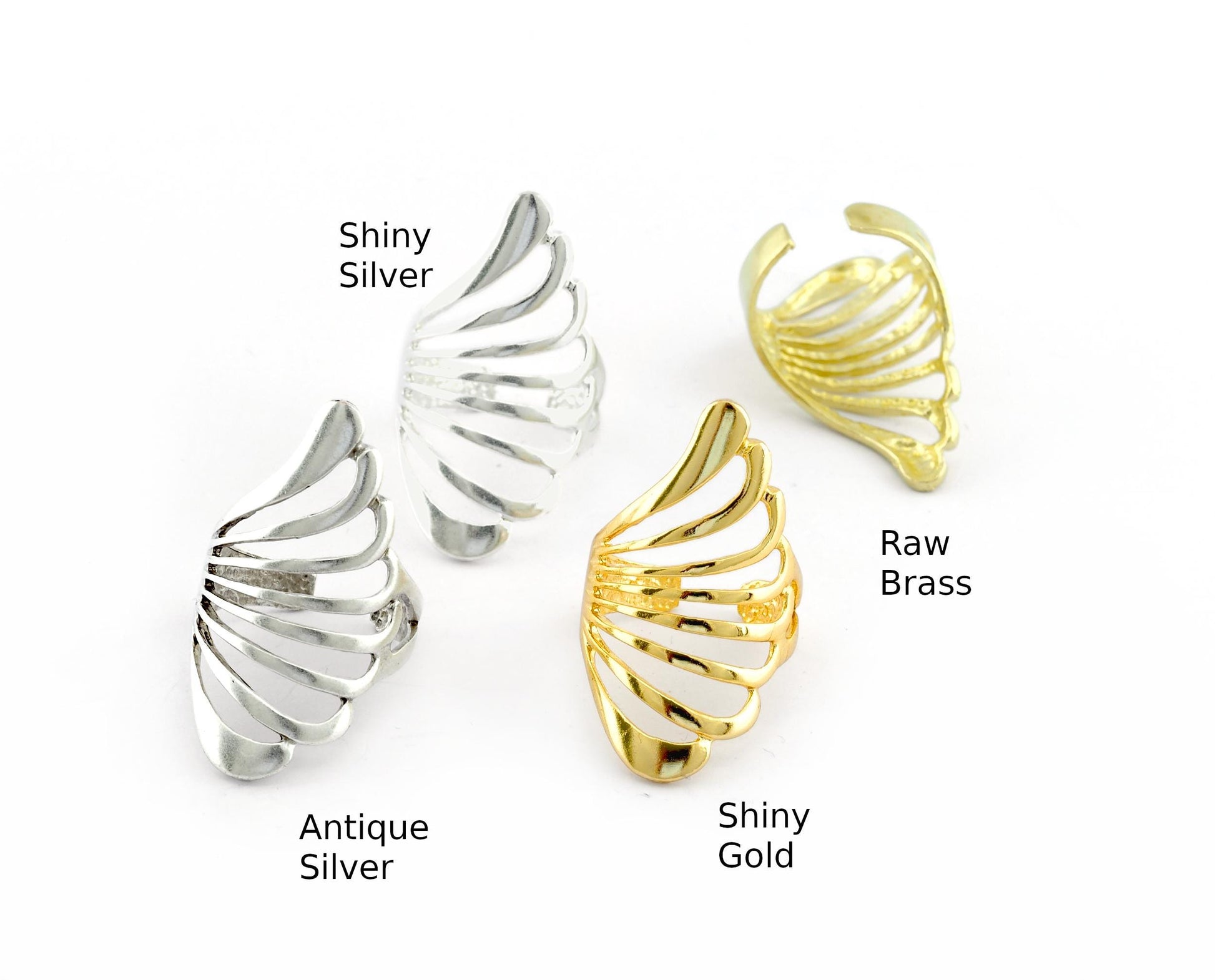 Feather Wing Ring Raw brass - Antique silver plated - Shiny Gold - Shiny Silver plated Brass (6-9US Adjustable size) 4204