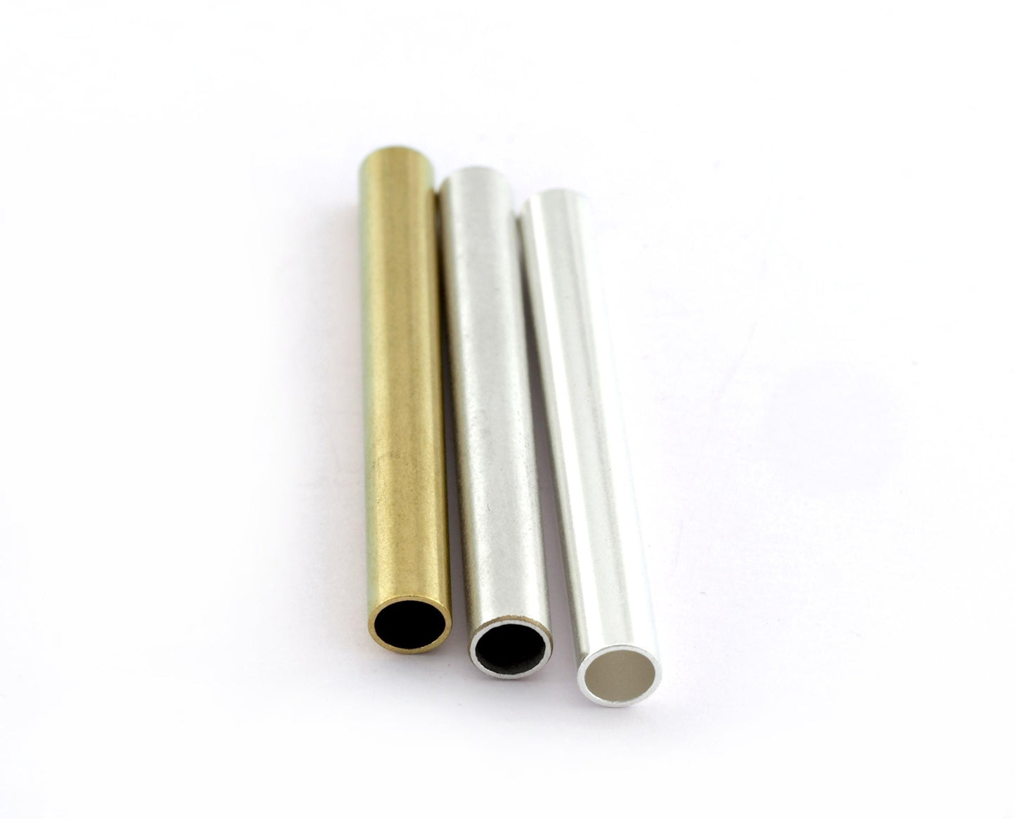 Cylinder Tube Round Raw Brass, Shiny Silver or Antique Silver Plated Brass Crafting Findings 6x50mm (hole 5mm ) BAB5 4994