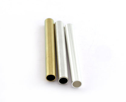 Cylinder Tube Round Raw Brass, Shiny Silver or Antique Silver Plated Brass Crafting Findings 6x50mm (hole 5mm ) BAB5 4994