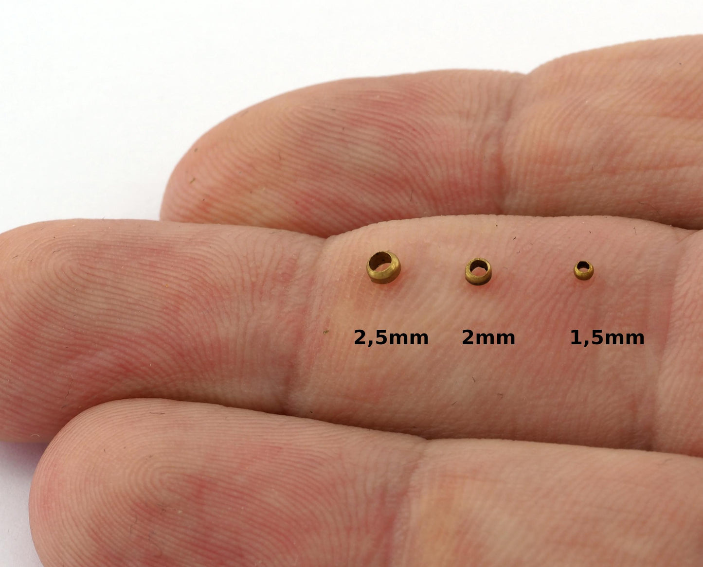 Crimp brass beads 2,5mm - 2mm 1,5mm Sizes Spacer Bead , Gold Tone Silver Tone (Rhodium plated) Antique brass tone Findings bab1 5581