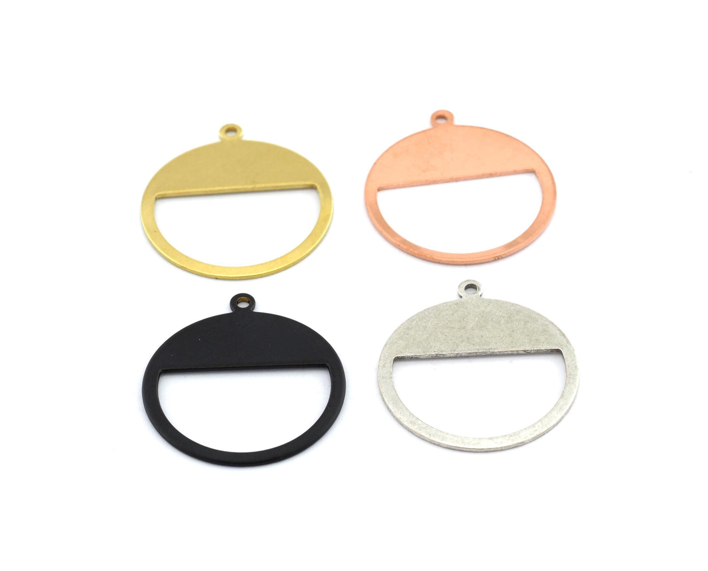 Round Charms Raw Brass, Raw Copper, Antique Silver, Black Painted 28x25mm (0.8mm thickness) pendant, findings OZ3676-175