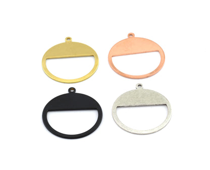 Round Charms Raw Brass, Raw Copper, Antique Silver, Black Painted 28x25mm (0.8mm thickness) pendant, findings OZ3676-175