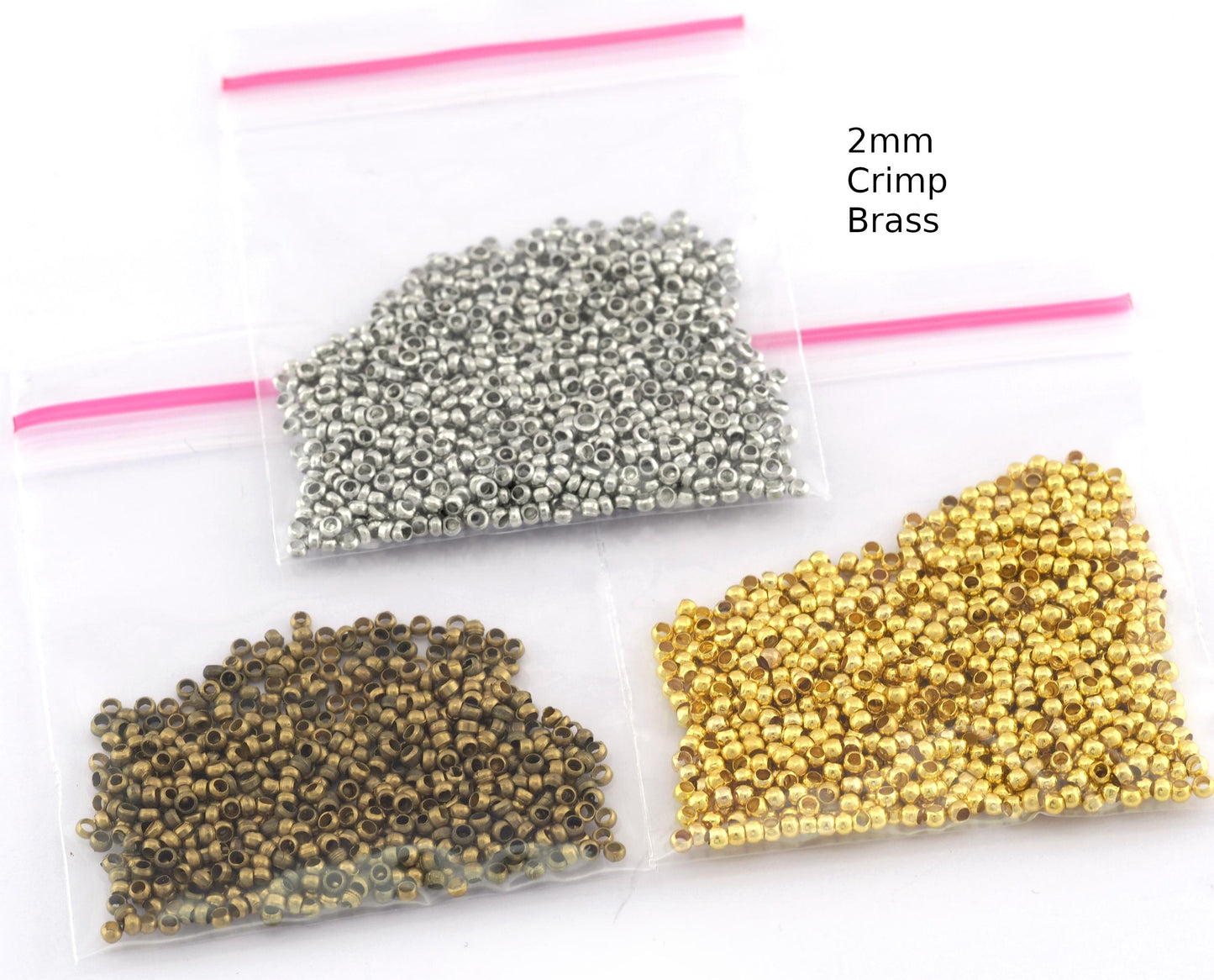 Crimp brass beads 2,5mm - 2mm 1,5mm Sizes Spacer Bead , Gold Tone Silver Tone (Rhodium plated) Antique brass tone Findings bab1 5581